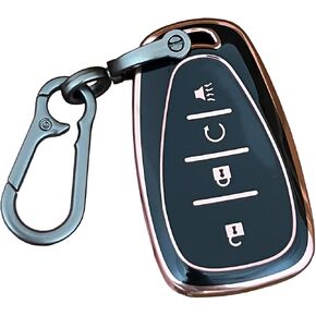 Chevy Key Fob Shell Fit TIT for Chevrolet Bolt EV EUV Trailblazer Traverse Trax Blazer Explainox Cruze Sonic Smart 4 Buttons (Black-Red)