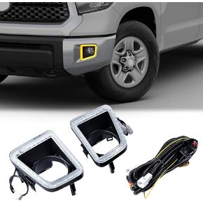 LED Front Bumper Fog Lights White Daytime Running Lights (DRL) Amber Turn Signal Lights Compatible with Toyota Tundra 2014-2021