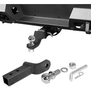 Trailer Hitch Ball Mount with 2 Inch Ball & 5/8" Hitch Pin Clip,Fits 2-Inch Receiver, 7,500 lbs Capacity Ball Hitch, 2-Inch Drop, Black