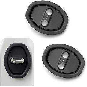 2 PCS Car Door Latch Lock Cover, Silent Anti Rust and Anti Scratch Thickened Flexible Silicone Protective Cover, Replacement Parts, Suitable for Most Cars (Black)