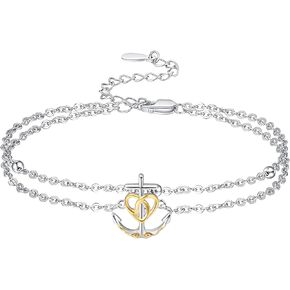 Palpitate Anchor Anklets for Women Sailor Anchor Nautical Ankle Bracelet 925 Sterling Silver Anchor Jewelry Gifts for Women