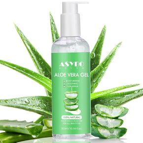 ASYBO Aloe Vera Gel, 100% Natural Pure Aloe Vera Hydrating Facial Moisturizer, Soothing & Moisturizing, After Sun Care, Reduce Acne, Repair Scars, Suitable for All Skin Types, 250ml / 8.8 fl oz