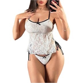 MakeMeChic Women's Floral Lace Tankini Swimsuits Criss Cross Tie Side Bathing Suit