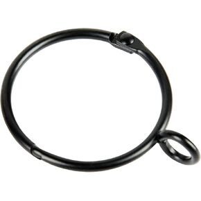 30-Pack Curtain Rings with Eyelets, 1.25-Inch Drapery Rings, Hinge Snap-Joint Design, Compatible with Curtain Rods Up to 1 Inches (Black)