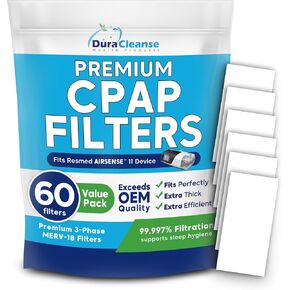DuraCleanse CPAP Filters - MERV 18 Ultra-Filtration - 60-Pack Replacement for ResMed AirSense Supplies for CPAP Machines - Meets OEM Requirements for Filters (Airsense 11 Filters - 60 Pack)