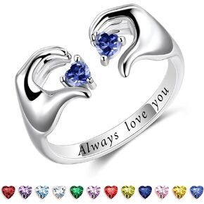 حلقات القلب Claddagh ، STERLING S925 Silver ، Mother ابنة خاتم ، رنين الوعد لصديقته ، أفضل صديق خاتم ، حلقات الصداقة ، خاتم الحجر ، أحبك دائمًا