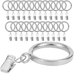 Curtain Rings with Clips - Set of 24, Interior Diameter 1.5inch,Fits Up to 1.2Inch Rod (Gold-24pcs)