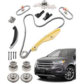 90738S مجموعة سلسلة التوقيت 3.5 3.7 لتر ، متوافقة مع 2011-2019 فورد F-150 / EDGE / EXPLORER / TAURUS / TRANSIT ، LINCOLN MKX ، W / VVT CAM PHASER ، مضخة المياه ، استبدل#AT4Z6L266B ، AT4Z-6C525-B ، AT4Z-6256-B ،