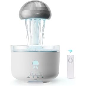 300ML Jellyfish Essential Oil Diffuser, Humidifiers for Bedroom with Remote Control, Home Fragrance Aroma Diffuser, with 7 LED Color Changing Light and Auto-Off Switch-(Black)