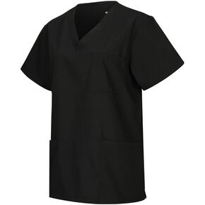 Wodin Scrubs Medical Uniform Women V-Neck Top (Black ، XXS)