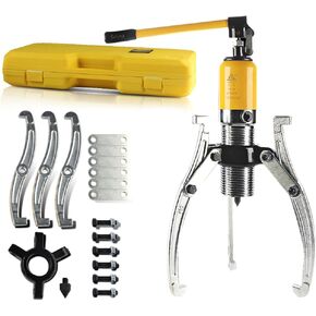 Hydraulic Gear Puller Kit 10 Ton Hydraulic Capacity Puller 2 or 3 Jaws Bearing Pulling Hub Separator Hydraulic Puller Separator Tool Kit Set for Drawing Machine Pulling Hubs Gears Flanges