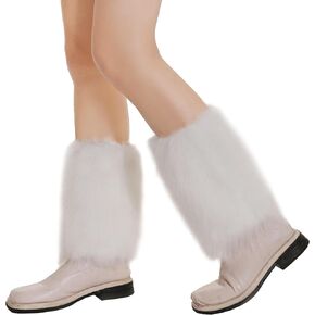 Dikoaina Faux Fur Leg Warmers for Women and Girls, Medium Soft Fuzzy Winter Boot Cuff Wrist Covers Boots Sleeves, 6.7 Inches