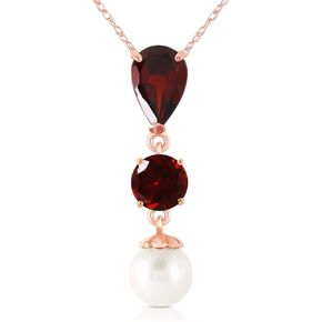 Galaxy Gold GG 14k Yellow, White, Rose Gold Necklace with Garnet and Freshwater-cultured Pearl