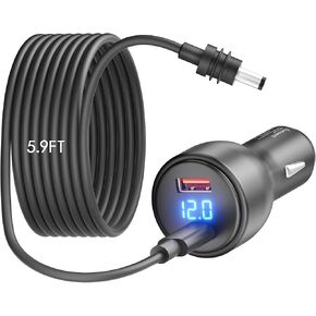 3 in 1 Starlink Mini Cable Car Charger 5.9FT Car Adapter for Starlink Mini USB C to DC Power Cable and DC 12V-24V Cigarette Lighter Adapter with Digital Display Type C PD 100W/USB A 18W Port 18AWG