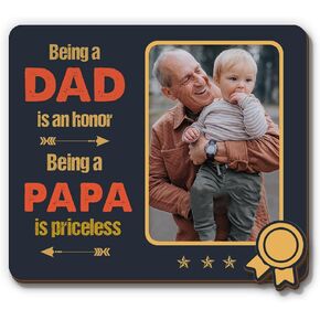 Magnetic Picture Frames – 'Being a Dad is an Honor, Being a Papa is Priceless Magnet Photo Frame Gift for Dad Grandpa – Refrigerator Locker Decor