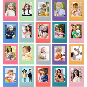 20 Pack Magnetic Photo Picture Frame Cute Mini Table Photo Frame Holder 3 Inches Plastic Colorful Photo Display Compatible with Fujifilm Instax for Fridge Refrigerator Office (Multicolor)