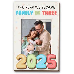 Magnetic Picture Frames - The Year WE Became Family of Three 2025 - Baby Coming 2025 Magnet - Unique Item for Women Mothers Day - New Mom Dad Present - Magnetic Frames for Refrigerator Decor