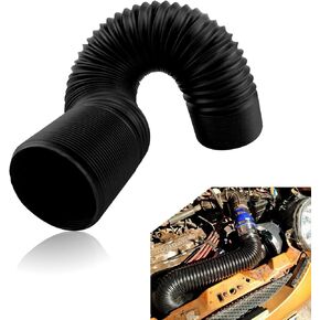 1-Pack Telescopic Hose, 2.48 Inch Car Air Guide Wide Mouth Extension, PP Material Adjustable Air Intake Device, Suitable for Most Cars (Black #63MM)