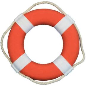 Hampton Nautical Nautical Orange Decorative Life مع فرق بيضاء ، 10 "