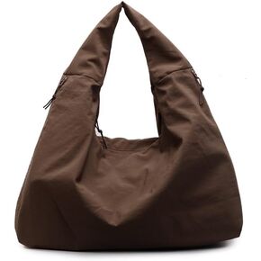 Slouchy Tote Bag 2025 Nylon Solid Pleated Handbag Men Women Large Shoulder Travel Gym Commute Hobo Weekend Vacation