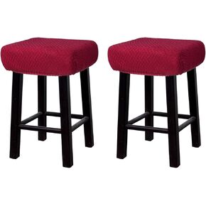 uxcell 2pcs Stool Covers Rectangle, Bar Stool Covers Saddle Seat Cover for Wooden Metal Bench Chair Wine Red