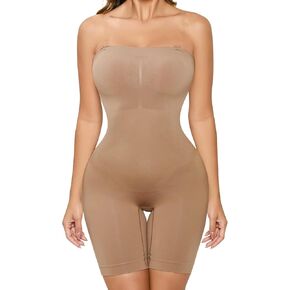 Strapless Bodysuit for Women Tummy Control Shapewear Butt Lifter Body Shaper with Removable Straps Full Body Shapewear