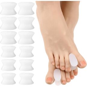 12 Pack Gel Toe Separators, Bunion Corrector for Straightening Overlapping Toes for Women Men Toe Pain Relief, Soft Silicone Toe Spacer for Crooked Toes, Overlapping Toes, Hammertoe Corrector(6L