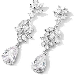 أقراط الزفاف دمعة الأنيقة Dangle Drop Cz Marquise cubic Zirconia aaaaa 18k الذهب المطحون بالرقص للعرائس الزفاف