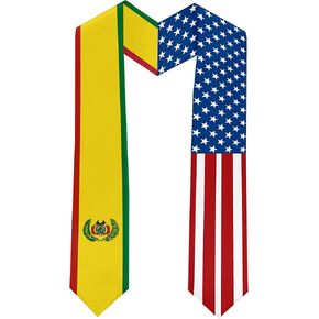 2025 Bolivia Flag and USA Flag Graduation Stole Graduation Sash Class of 2025 Graduation Scarf for International Student (Baccalaureate Gown and Hat Not Included)