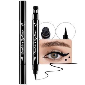 evpct 7Pcs Colored Eye Liners Face Stamp Cosplay Gothic Makeup Set Kit Accessories, Black Brown Purple Blue Red Pink Green Stamps Eyeliner, Star Flowers Heart Moon Triangle Lightning Butterfly Stamp