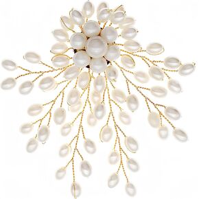 3inch Large Women's Brooch Pin Lapel Flower Pearl Brooch - Fashion Gold Vintage Simulated Crystal Pearl Rhinestone Floral Brooches for Women Bridal Wedding with Graceful Bling Bulk Costume Jewelry