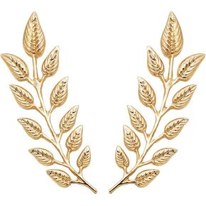 coadipress Gentlemen Gold Silver Leaf Brooches Simple Elegant Retro Double Leaf Collar Pin Brooch Gold Silver Plant Leaves Brooches
