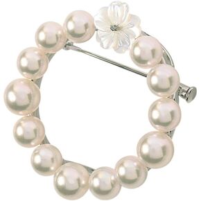 Japanese 6.0-7.0mm Akoya Cultured Pearl Brooch for Women with Sterling Silver | Elegant Design Excellent Gift | Pearl Brooch