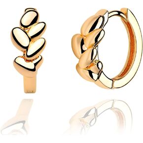 Valloey Rover Gold Hoop Earrings for Women 14k Gold Plated Simple Hoops Dainty Boho Cute Hypoallergenic Cubic Zirconia Chunky Huggie Gold Ear Jewelry for Women