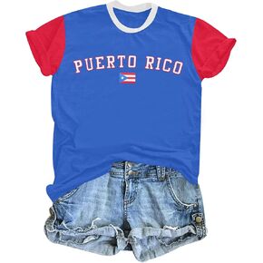 Boricua Puerto Rican Shirt Women Puerto Rico Flag T-Shirt Cute PR Puerto Rican Pride Color Block Tee top
