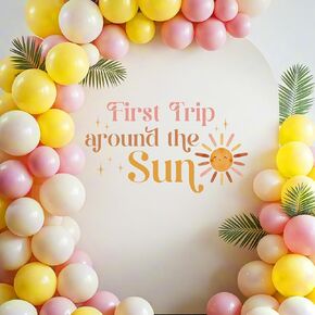First Trip Around the Sun Decorations - First Trip Around the Sun Decal for Balloons Arch Backdrop, Sun Themed One Year Old Wall Decor, Outer Space 1st Birthday Party Supplies Boy Girl