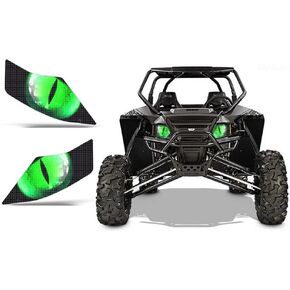 AMR Racing UTV Headlight Eye Graphics Decal Cover Compatible with Arctic Cat Wildcat - Eclipse Green