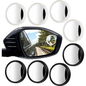 8 PCS 2.24 "عرض الجانبي مرآة أعمى العمى 360 درجة مرآة مملوءة للسيارة جولة الزجاج القابل للتعديل مع مرايا محدب بدون إطار ، عصا على منظر جانبي لزاوية السيارة مع الإسكان ABS للسيارات شاحنات الدراجات النارية