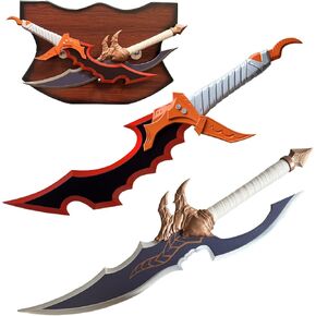 Anime 2pc Set Sung Jinwoo Sword Kasaka's Knight Killer 2 Sword Cosplay Props All Metal with Hanging Board