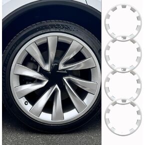 KAVANIC 2025 Tesla Model Y Rim Protectors 20 Inch [4-Pack] - Premium ABS Silver Rim Guards, Anti-Scratch Curb Rash Tesla Rim Protector Model Y, Easy Snap-On Design