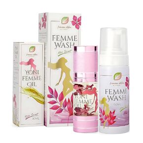 Femme Detox Body Therapy Yoni Oil & Feminine Wash | Essential Feminine Care Hygiene Products for pH Balance For Women | 150 ml Wash & 30 ml Yoni Oil For Women