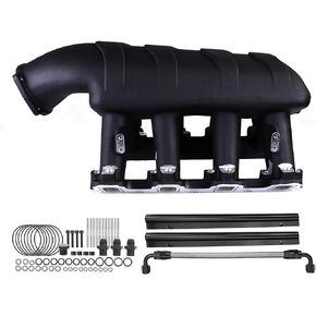 HI-RAM EFI SHEAKE MNIFOLD Aluminium 102mm Bore متوافق مع GM LS3 L76 L92 L99 CHEVY 6.0L 6.2L V8 300-117 (102 مم أسود)