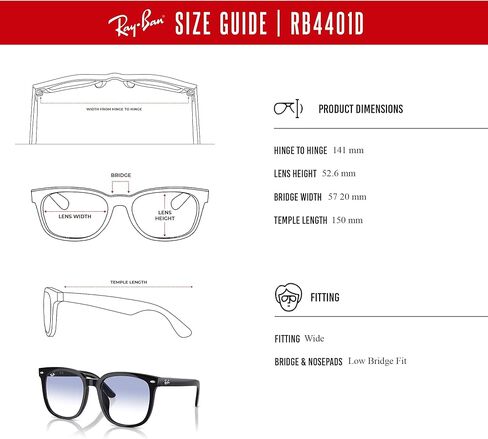 Ray-Ban RB4401D Square Sephes for Men for Women + Bundle with Designer iwear extrementary kit kit in Kuwait