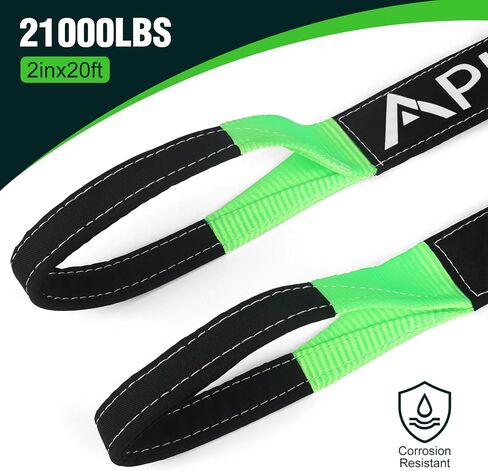 حزام السحب الثقيل 21000 رطل-2 "× 20 بوصة استرداد أخضر مع تصميم شريط الخطاف والحلقة لسهولة التخزين وحمل حقيبة 1 PCS in Saudi Arabia