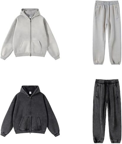 mi bo tong mens hodies كبير الحجم من حمض خمر غسل zip up قميص مقنع مع سترة جيب طويلة الأكمام in Kuwait