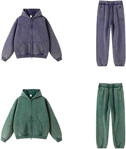 mi bo tong mens hodies كبير الحجم من حمض خمر غسل zip up قميص مقنع مع سترة جيب طويلة الأكمام in Kuwait