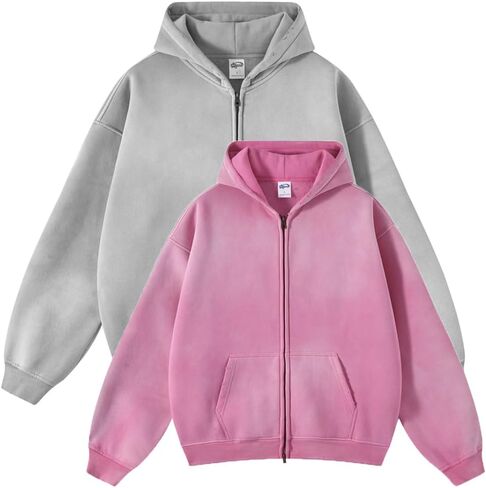 Mi Bo Tong Mens Oversized Hoodies Vintage Acid Wash Zip Up Hooded Sweatshirt with Pocket Long Sleeves Jacket in Kuwait