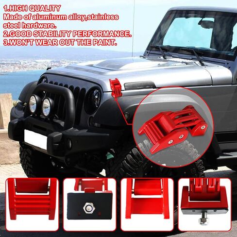 قفل مزلاج من الألومنيوم متوافق مع جيب رانجلر JK JKU 2007-2018 JL JLU 2018-2024 Gladiator JT (Red) in Kuwait