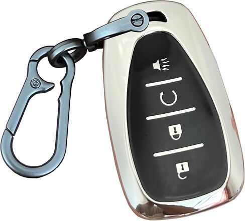 Chevy Key Fob Shell Remote Fit for Chevrolet Bolt EV EUV Trailblazer Traverse Trax Blazer Equinox Cruze Sonic Volt Smart 4 Buttons (Black-Red) in Saudi Arabia