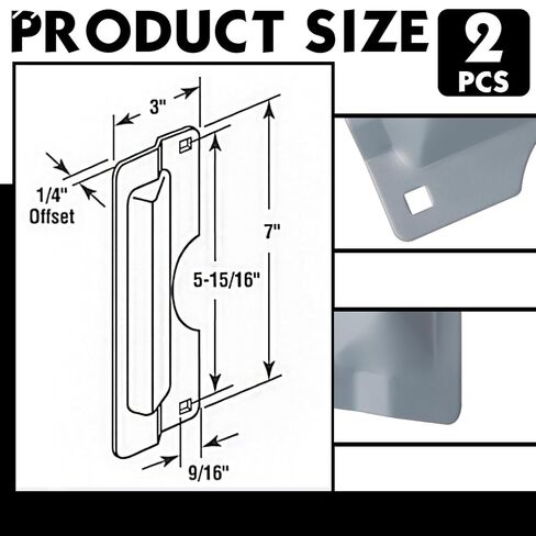3 x 7'' Latch Guard Plate Cover Electroplated Sand Carbon Steel Latch Guard Security Plate Gray Door Security Strike Plates, Easy to Install, Against Forced Entry(2 Pcs) in Kuwait